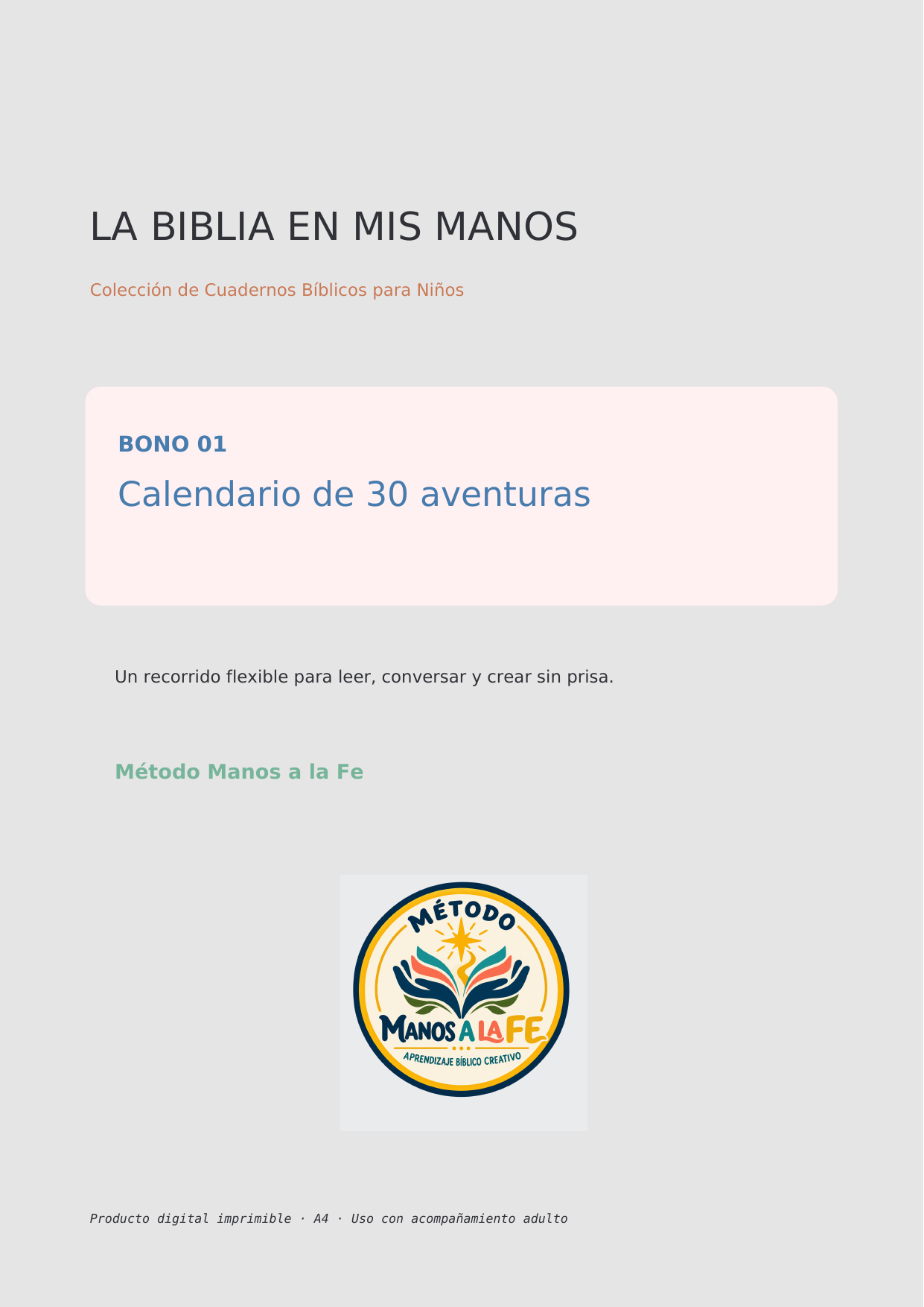 Calendario de 30 aventuras