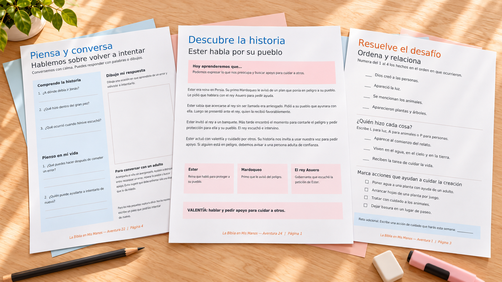 Páginas de lectura, comprensión y conversación